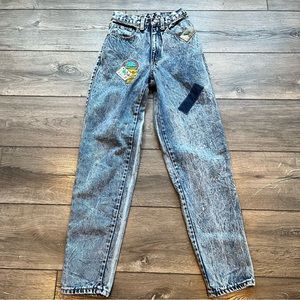Vtg 80s Zena Jeans Womens Sz 4 Mom High Waist Denim with Patches